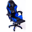 Кресло геймерское DIEGO с подставкою для ног и массажем черно-синее