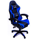 Кресло геймерское DIEGO с подставкою для ног и массажем черно-синее